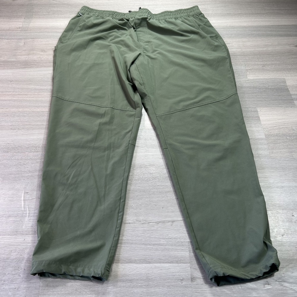 Columbia PFG Track Pants Mens 2XL Green Stretch Fishing Elastic Waist Zip Pocket